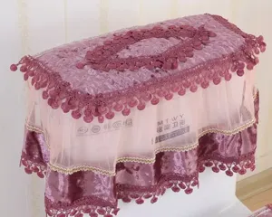 Korean style velvet lace toilet lid cover set dustproof decorative home bathroom accessory.