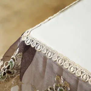 Nappe housse anti-poussière dentelle broderie vue détaillée rectangulaire imperméable huile