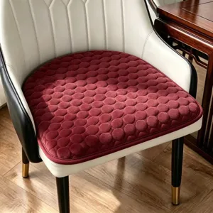 Coussin de chaise rouge, galette de siège épaisse antidérapante pour cuisine et bureau.