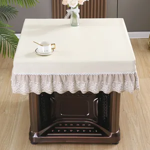 PU waterproof tablecloth cover for mahjong table heater cover solid color with lace edge