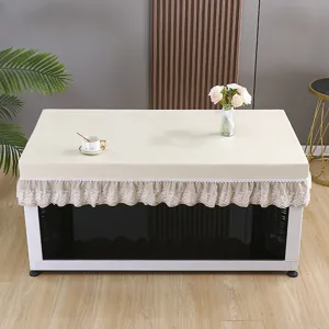 PU waterproof mahjong table cover, tea table dust cover with elegant lace trim design.