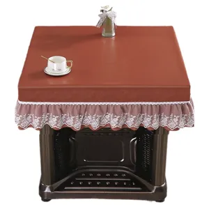PU leather table cover waterproof heat resistant lace ruffle dustproof protective cover