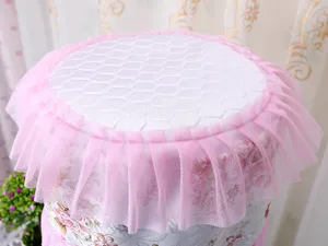 Pink lace water dispenser dust cover, Korean style pastoral bucket protector for home use.