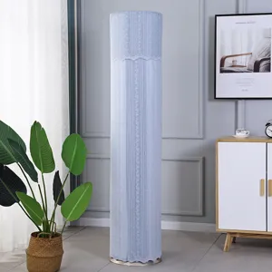 Copertura antipolvere cilindrica blu chiaro per condizionatore con pizzo elegante