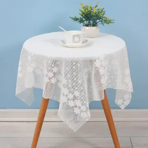 White lace round tablecloth dust cover decorative table cloth for nightstand microwave