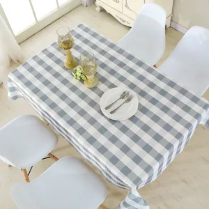 Nappe carree gris et blanc impermeable rectangulaire pour decoration de table de salle a manger