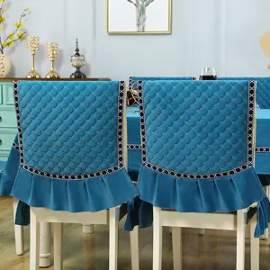 Quilted velvet dining chair cover with elegant ruffle skirt, breathable and comfortable all seasons.