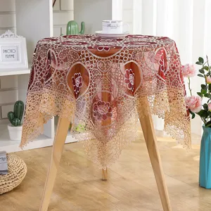European style lace embroidered hollow tablecloth round table cover home decor dining table cloth