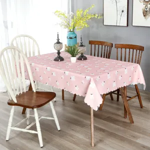Nappe florale rose etanche rectangulaire housse de table pour salle a manger decoration