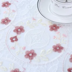 White lace embroidered tablecloth hollow floral doily fabric home table cover desktop decor