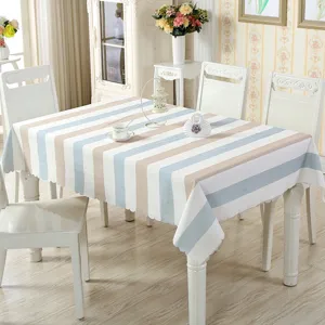 Nappe rectangulaire à rayures imperméable, décoration moderne de table à manger.