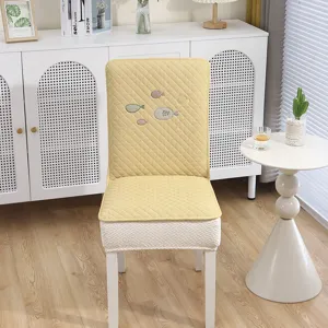 Housse de chaise de salle à manger antidérapante épaisse, broderie de poissons, détail déco.