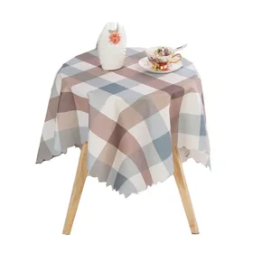 Nappe ronde écossaise nordique imperméable, housse de table en tissu minimaliste.