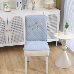 Housse de chaise de salle à manger matelassée épaisse unie antidérapante pour maison