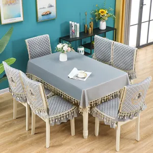 Italian velvet dining chair cushion and tablecloth set with elegant tassels for all seasons