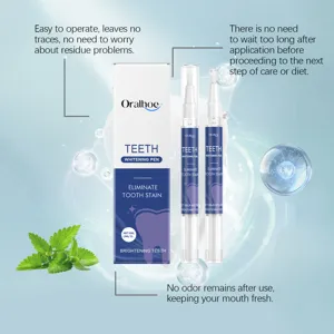 Set penna sbiancante per denti Oralhoe con menta per rimuovere macchie e rinfrescare l'alito.
