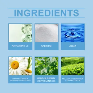 Detaillierte Inhaltsstoffe Infografik mit natürlichen Pflanzenextrakten für die Mundpflege.