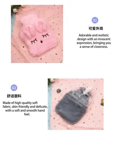 Vue détaillée de la bouillotte en peluche lapin avec housse amovible pour la chaleur