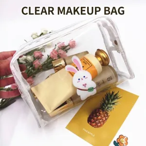 Borsa Cosmetica in PVC Trasparente Chiara Simpatica Stampa Animata Impermeabile Trousse da Toilette Grande Capacità Cerniera Pochette Trucco Per Viaggio