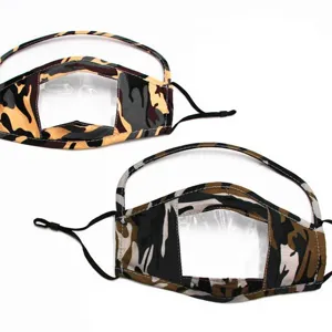 Camouflage-Gesichtsmaske mit transparentem Fenster zum Lippenlesen für Gehörlose Personen