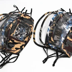 Camouflage-Gesichtsmaske mit Klarsichtfenster für Lippenlesen und Gehörlosenhilfe