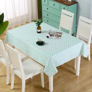 Tovaglia rettangolare minimalista moderna con motivo a trifoglio blu bianco per tavolo da pranzo
