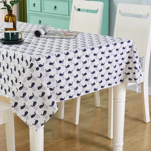 Tovaglia rettangolare minimalista moderna con motivo a balena blu carina per sala da pranzo e casa