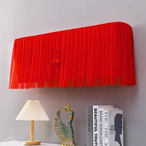 Red pleated air conditioner dust cover wall mounted mesh fabric home protective cover