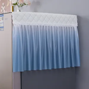 Refrigerator top dust cover with beautiful blue gradient ruffle design for home appliance.