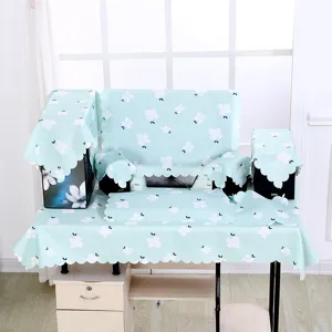 Vollständiges Set aus mintgrünen Computerabdeckungen mit Blumen für den Monitor