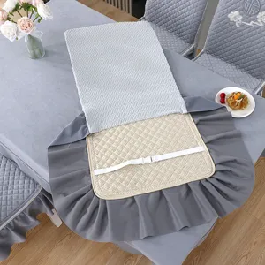 Conjunto de mantel de mesa de comedor nórdico y funda de silla, acolchado con volantes.