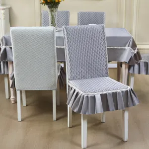 Housse de Chaise et Nappe Unis Matelassés Antidérapants Lavables Décoration de Textile de Maison pour Salle à Manger