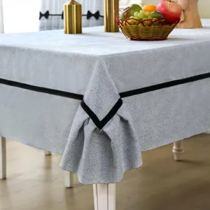 Grey tablecloth modern minimalist dining table cover elegant home decor textile fabric.