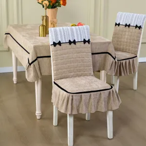 Quilted dining chair cover and tablecloth set, all-inclusive anti-slip universal home decor.