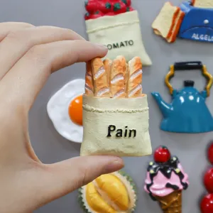 Calamita da Frigo in Resina per Cibo Creativo 3D Simpatico Simulazione Pane Pomodoro