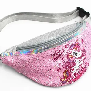 Funkelnde rosa Pailletten Einhorn Gürteltasche für Mädchen mit süßem magischem Print