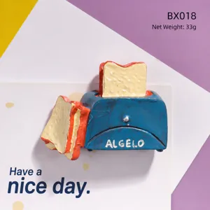 Λεπτομερής λήψη 3D ρητίνης ψωμιού τοστιέρας μαγνήτης ψυγείου, διακόσμηση κουζίνας.