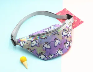 Holographic unicorn pattern waist bag for girls made of waterproof PVC material