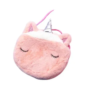 Süße rosa Plüsch Einhorn Umhängetasche für Mädchen mit silbernem Horn