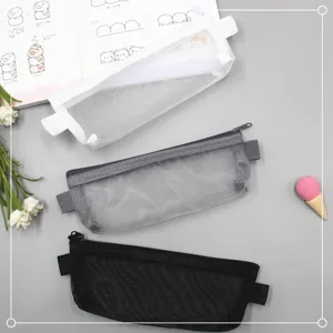 Minimalistisch Transparent Nylon Netz Federmäppchen Tragbare Dreieckige Reißverschluss Schreibwaren Aufbewahrungstasche Für Schüler Schule Büro