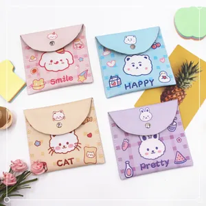 Ins Cute Cartoon PU Leather Portable Sanitary Napkin Storage Bag Multi-Function Mini Coin Purse Travel Makeup Pouch