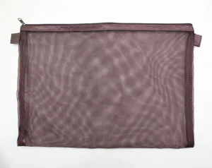 Bolsa de malla marrón minimalista A4 para documentos con cierre de cremallera oficina