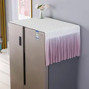Refrigerator dust cover double door gradient pink fabric protective cloth home decor chic