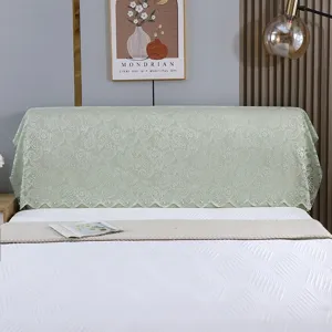 Housse de tête de lit élégante en dentelle vert clair avec broderies florales et perles