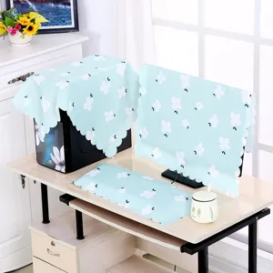 Detailansicht eines 3-teiligen Blumen-Computer-Staubschutz-Sets in Mintgrün für PC und Monitor