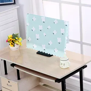 Monitor-Staubschutzhülle in Mintgrün mit floralem Muster und Wellenrand-Design