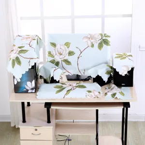 Set aus Computer-Staubschutzhüllen mit Blumenmuster für Monitor, Gehäuse und Lautsprecher
