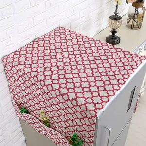 Funda antipolvo para frigorífico con diseño de trébol rojo y bolsillos laterales