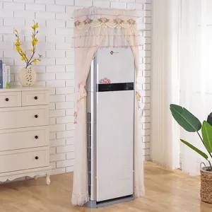 Copertura antipolvere per condizionatore verticale in pizzo rosa con fiori