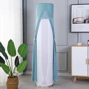 Elegante copertura antipolvere in pizzo verde salvia per condizionatore cilindrico a terra